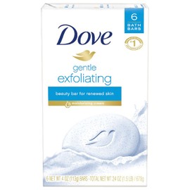 Dove Beauty Bar More Moisturizing Than Bar Soap Gentle Exfoliating With Mild Cleanser For Softer And Smoother Skin 3.75 oz, 6 Bars