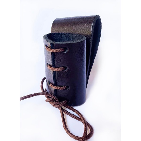 Medieval-Style Dagger Holster | Adjustable Leather Sword Frog | Belt Sheath Accessory Costume Cosplay, Renaissance Fairs LARP (Brown)