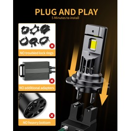 MIFMIA 𝖧𝟩 Bulbs, Real 1:1 Halogen Mini Size with Fan, 6500K Cool White, No Adapter Needed Plug-N-Play, Pack of 2, Interior Off Road Lights