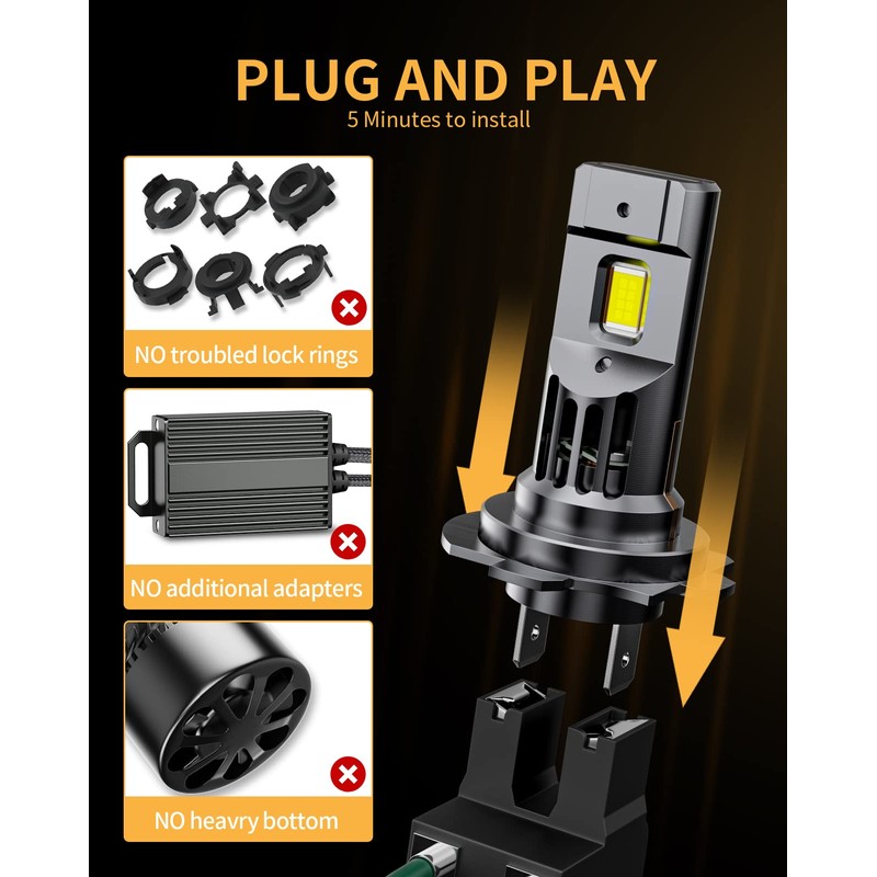 MIFMIA 𝖧𝟩 Bulbs, Real 1:1 Halogen Mini Size with Fan,