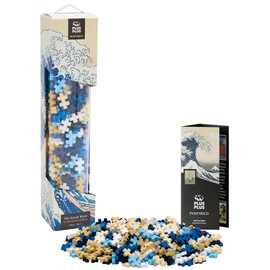 PLUS PLUS Inspired Art History Building Set, 3D Painting Kit & Craft Supplies for Kids, 350 Mini Interlocking Open Ended Pieces - Hokusai, The Great Wave