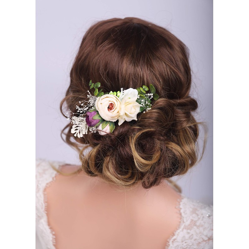 Kercisbeauty - Peineta de flores de champaña para novia, para