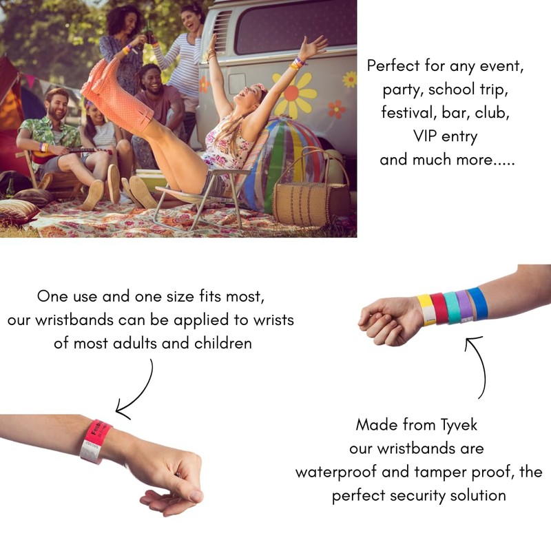 Tyvek Wristbands, 100 Pack by AA Wristbands for Parties, Security,