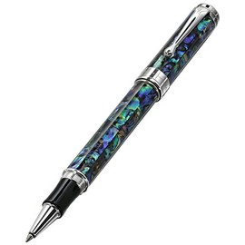 Xezo Maestro Natural Sea Shell Fine Rollerball Pen with Platinum Plated Parts. Handcrafted