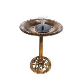 BTEXPERT 28" Height Pedestal Outdoor Garden Bird Bath Decorative Accents Yard Statue Feeder Patio Decor Vintage Bronze Birdbath Planter Fillable Stand Antique Flower Solar Fountain Multiple Nozzles