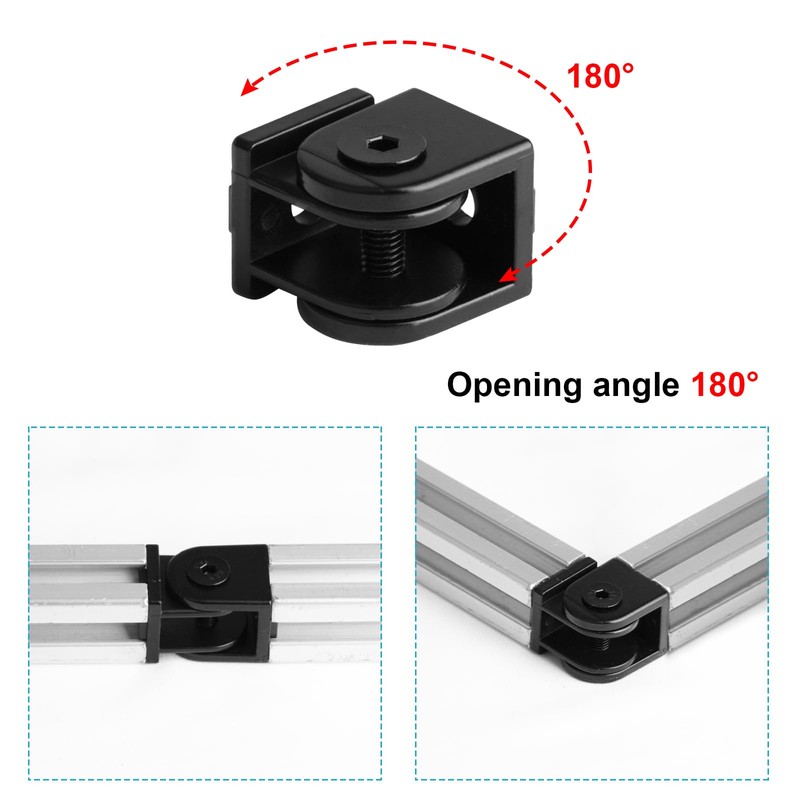 OTTFF 8 Pack Black Pivot Joint for 2020 Aluminum Profile,