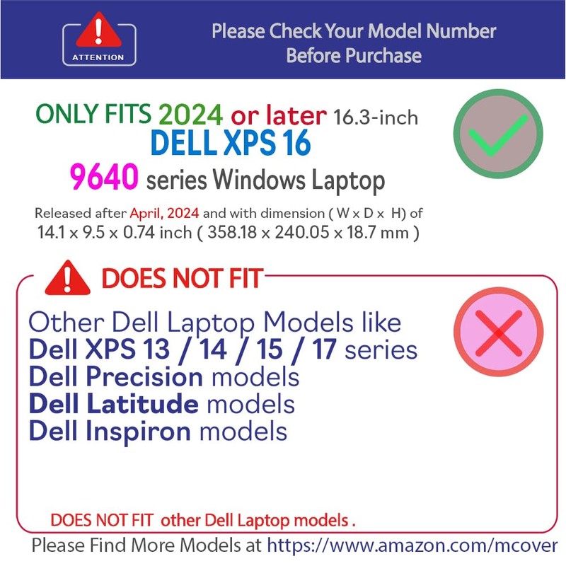 mCover Case ONLY Compatible for 2024 or Later 16.3" Dell