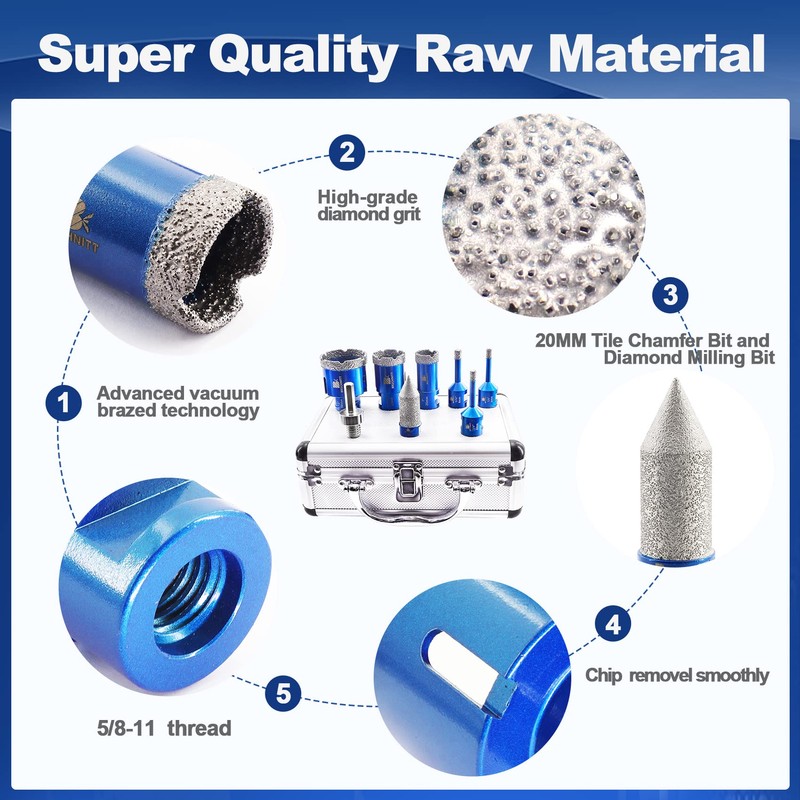 Diamond Core Drill Bit Set for Porcelain Tile Ceramic Marble