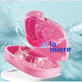 LA MIERE Retainer Case with Lanyard Slim Cute Retainer Holder Dental Thin Container Braces Case, Pink