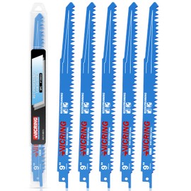 Wood Pruning Reciprocating Saw Blades 9 Inch Sawzall Blades for Trees High Carbon Steel Pruning Blade for Reciprocating Saw (5 Pack/5TPI)
