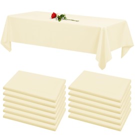 12 Pack Beige Tablecloths for Rectangle Tables Stain and Wrinkle Resistant Washable Polyester Tablecloth 72 x 120 Inch Table Cloth Rectangle Table 6-8 Foot Rectangle Table Cloth for Wedding Party