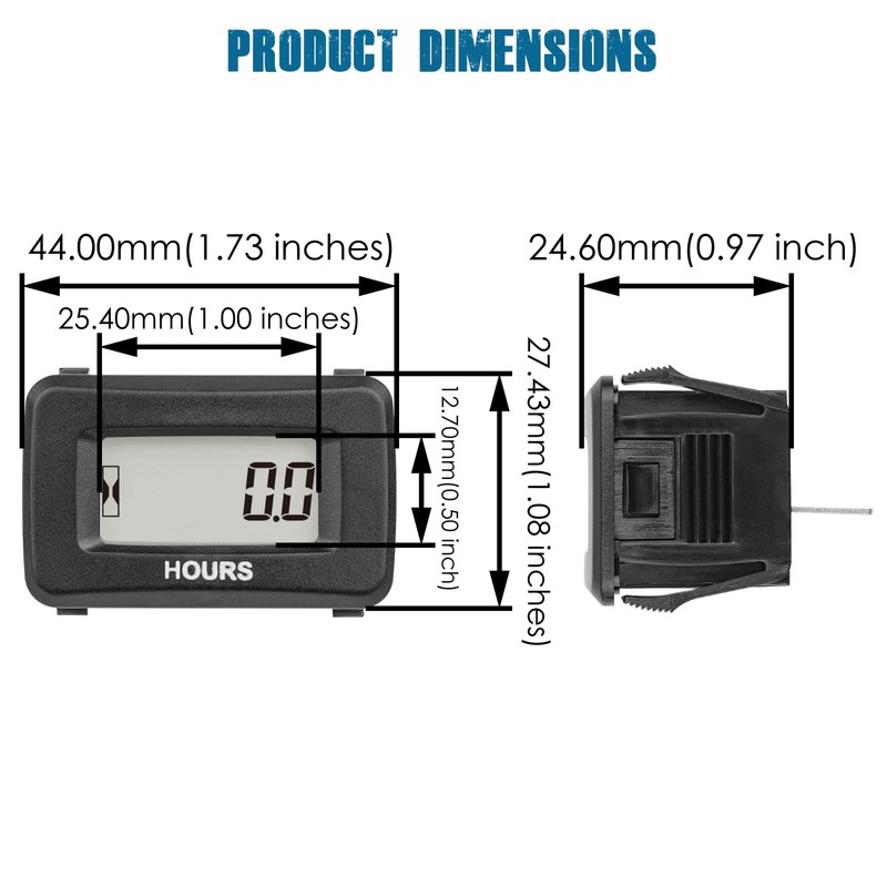 Runleader Digital Hour Meter for Maintenance,AC/DC 5V to 277V for
