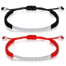 JAYUMO 2 Pcs Matching Couples Bracelets for Men Women Red Black Mix Infinity Love Lucky Bracelet Tibetan Lucky Amulet Knot Bracelet Woven Thread String for Friend and Peace and Protection, not known