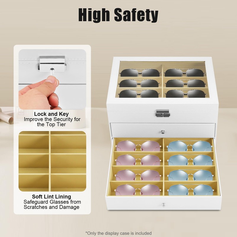 HaoYunNe Sunglasses Organizer 24 Slots Multiple Pairs Glasses Storage Case
