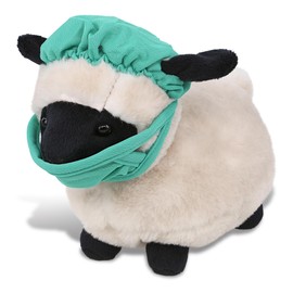DolliBu Valais Blacknose Sheep Doctor Plush Toy - Super Soft Sheep Doctor Stuffed Animal Dress Up with Scrub Cap and Face Mask Outfit - Gift with Personalization - 8.5 Inch