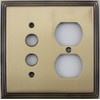 Deco Step Style Antique Brass 2 Gang Switch Plate -