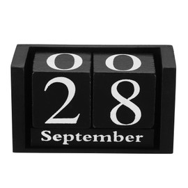 YOKIVE Wooden Block Perpetual Calendar for Desk, Wood Month Date Display Blocks, Great for Daily Desktop Shop Bar Desk Decor (Black)