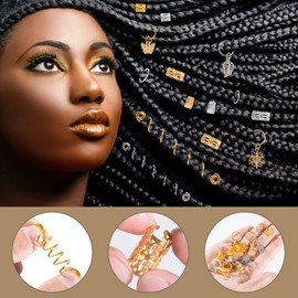 Pack of 180 Dreadlocks Jewellery Hair Rings for Braids Gold Silver Adjustable Metal Braids Jewellery Hair Beads Viking Hair Accessories with Storage Box for Braids Decoration and Hair Extensions