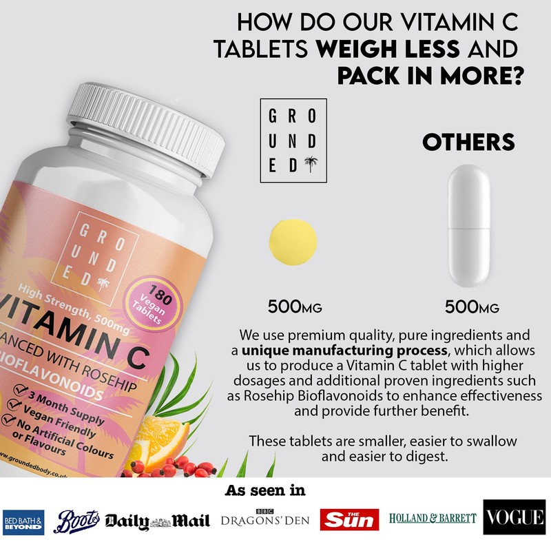 Vitamin C 500 mg Enhanced with Rosehip Bioflavonoids, 3 Month