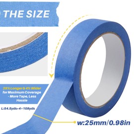 Blue Painters Tape 1 Inch Wide with Bonus Scraper Tool Included, 4 Rolls Blue Tape,3 Times Thicker,Clean Removal Painters Tape (132yd =0.98IN*33yd*4) , No Wall Damage Masking Tape,No Residue