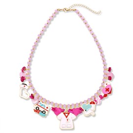 ZOLEAROPY Nurse Necklace Pink Beaded Nurse Stethoscope Cap Heart Charm Necklace Nurse Day Accessories for Nursing Student Graduation Essentials Gifts