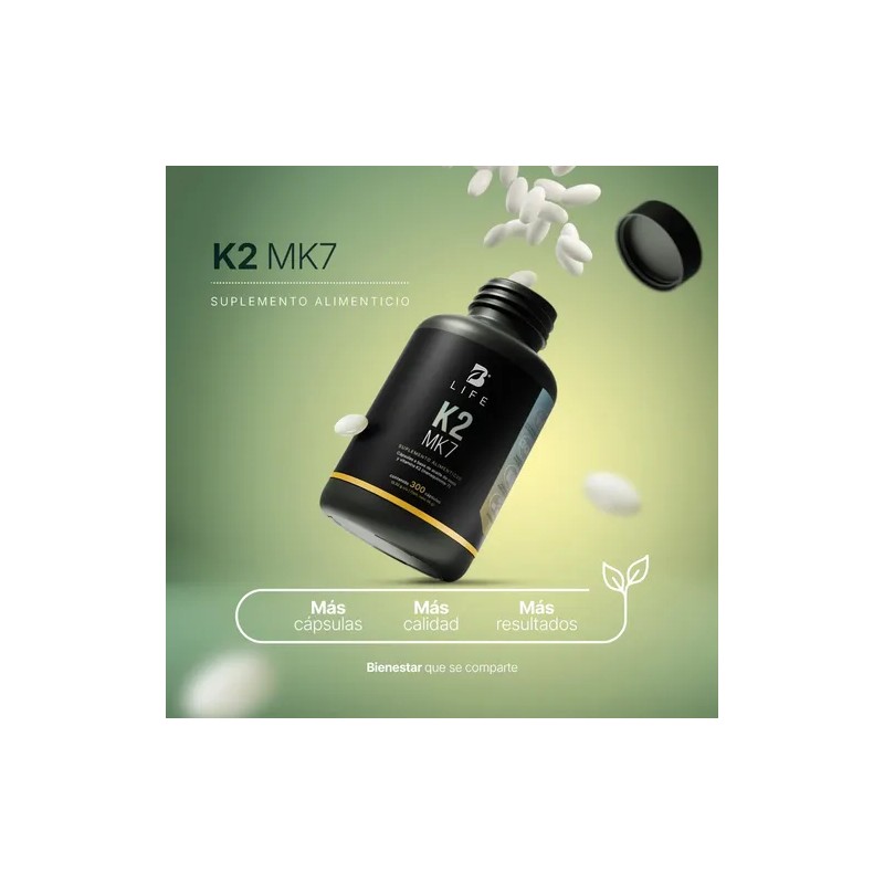 Vitamina K2 Mk-7 Con Aceite De Coco 300 Cápsulas B