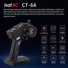 HOTRC CT-6A RC Transmitter and Receiver 6 Channel 2.4ghz Hand Controlled RC Car Boat Tanks Remote Controller (CT-6A)