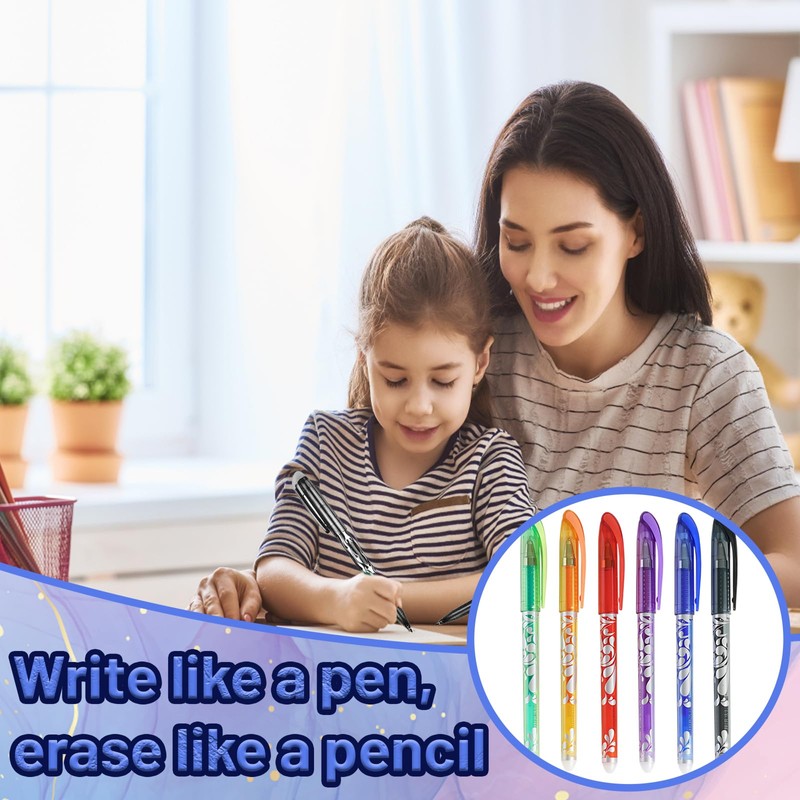 QXCFTW 12PCS Erasable Pens, Eraser Pen, 0.5mm Smooth Writing for