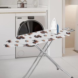 Guevoxuh Heatproof Ironing Board Cover Dachshund Dog Paw Print Pattern Ironing Board Protective Covers Table Cover with 3 Fasteners Scorch Resistant Home Decor, 15 x 54 Inches