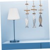 Ciieeo 3Pcs Mediterranean Wood Fish Hanging Pendant Sculpture Nautical Decor