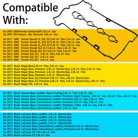 Valve Cover Gasket Set 12609291 12608604 VS50778R for Chevy Equinox 2010-17 for Impala 2014 for Malibu 2013 for Buick Regal 2011-2017 2.4L for GMC Terrain 2.4L 2010-2017