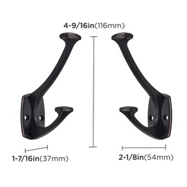 ZAUYX 5 Pack Oil Rubbed Bronze Hooks Decorative Heavy Duty Solid Large Coat Hooks for Towel Hanging Coats Robe Wall Mounted Towel Bags Door Back Bathroom Wall Hook.