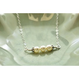 Pearl Necklace, 30th Birthday Gift, Crystal Pearl Bar Necklace,18 Inch Sterling Silver Chain, Pearl Jewelry, Layering Necklace, Birthday Gift