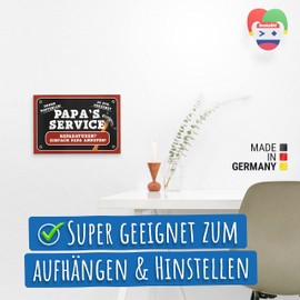 DankeDir! Papa's Service - Schild Türschild Papas Werkstatt 30 x 20 cm Geschenkidee Geburtstagsgeschenk Vater Geschenk Papa Wanddeko Werkstatt Garage Deko Haus
