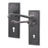EAI Matt Black Georgian Scroll Door Handles for Key Lock