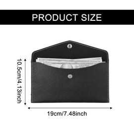 MBAIYO 2Pcs Cash Envelope Wallet, Reusable Envelope Wallet Budget Leather Cash Organize Reusable Minimalist Design Money Pouch for Men Women Check Billing Black