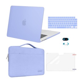 MOSISO Compatible with MacBook Air 15 inch Case 2025 2024 2023 Release M3 A3114 M2 A2941 Touch ID, Plastic Hard Shell&Carrying Sleeve Bag&Keyboard Cover&Webcam Cover&Screen Protector, Slate Blue