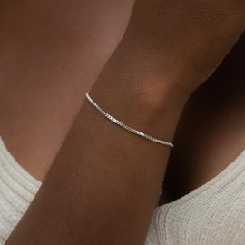 Made by Nami Stainless Steel Cuban Link Bracelet for Women - Minimalist Cuban Chain Bracelet - Silver Chain Bracelet for Women