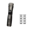 Transparent Black Push Stapler Paper Folder with 8 Reusable Clips,