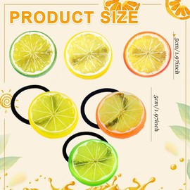 Frucht-Haarreif Set - 3x Haarclips + 3x Haargummis, kreative Zitronen-Designs, Orange, Gelb und Grün - für Mädchen und Frauen