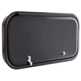 RecPro RV Baggage Door | Rounded Corners | Camper | Compartment Door | Black Fiberglass (24" W x 12" H) | Made in America