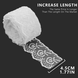 BOROLA Lace Ribbon Ladies Bridal Wedding Decoration Gift Wrapping DIY Sewing (White)