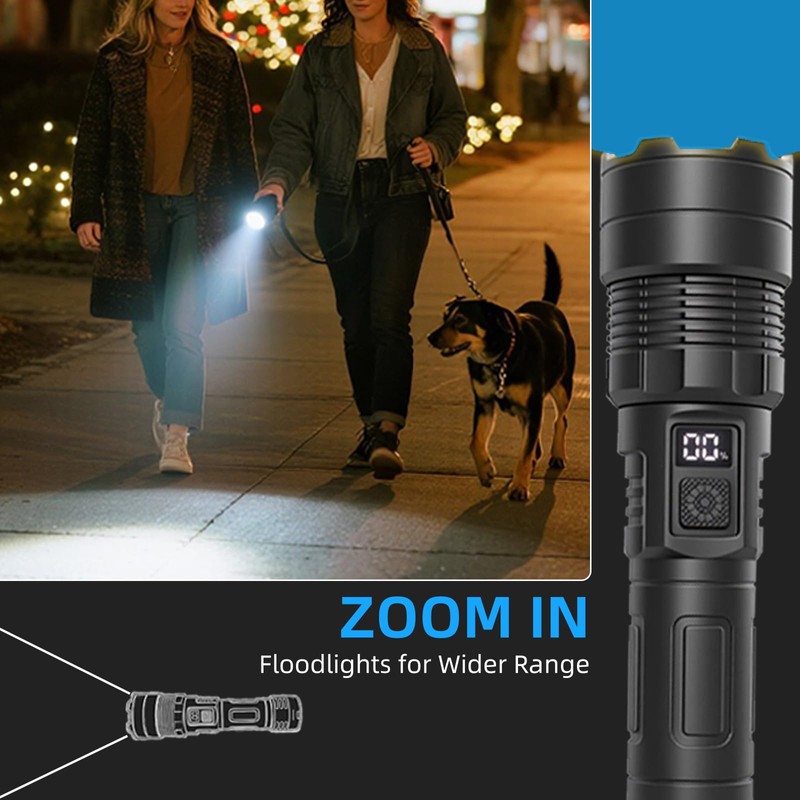 Sulitcamp Rechargeable Flashlights High Lumens, Super Bright Flash Light, 2-in-1