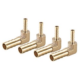sourcing map 8mm to 4mm Barb Brass Hose Fitting 90 Degree Elbow Pipe Connector Coupler 4pcs