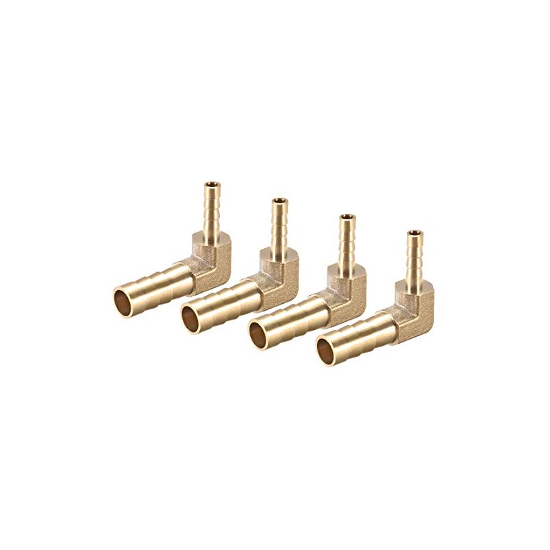 sourcing map 8mm to 4mm Barb Brass Hose Fitting 90