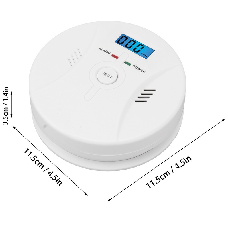 Monoxide Detector Easy Mounting Test Hush Button Dual Sensors Battery