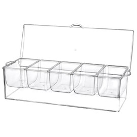 MOLIGOU Chilled Condiment Server with Lid, 2 Pack Chilled Condiment Tray with 5 Removable Compartments, Ice Condiment Serving Containers