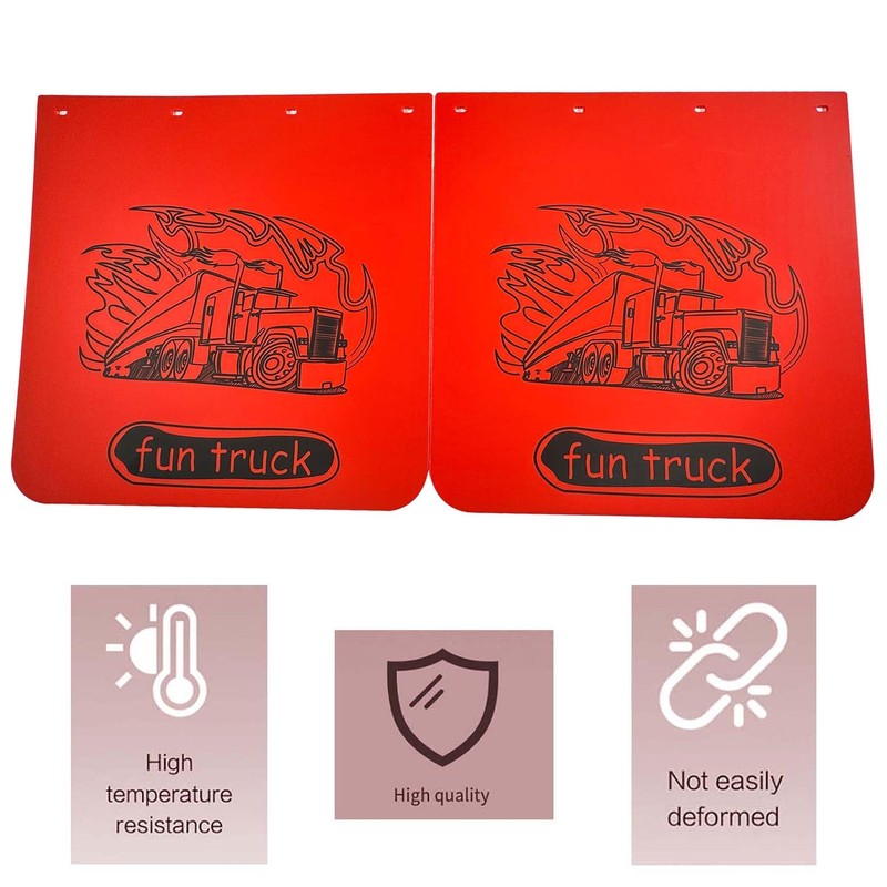 BST BSSP 2PCS Universal Red Mud Flaps 24"x24", Straight Heavy