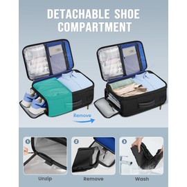 MATEIN Personal Item Travel Backpack 18x14x8 with Shoe Compartment Detachable, Expandable Underseat Backpack for Airplanes Fit 17" Laptop, Airline Approved Carry on Bag Luggage Mochila with USB Port