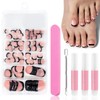 Pack of 120 False Toenails Kit, 12 Sizes, French Natural